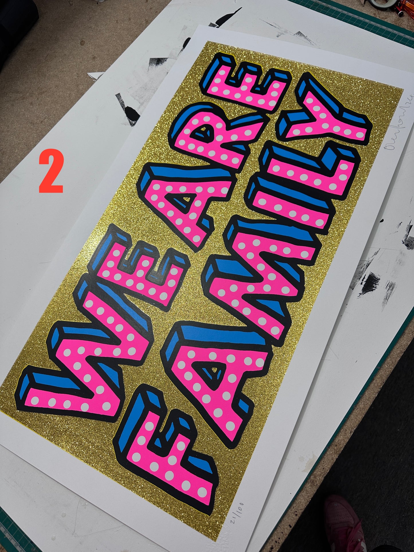 We Are Family Glitter Gold Handpulled Screenprint