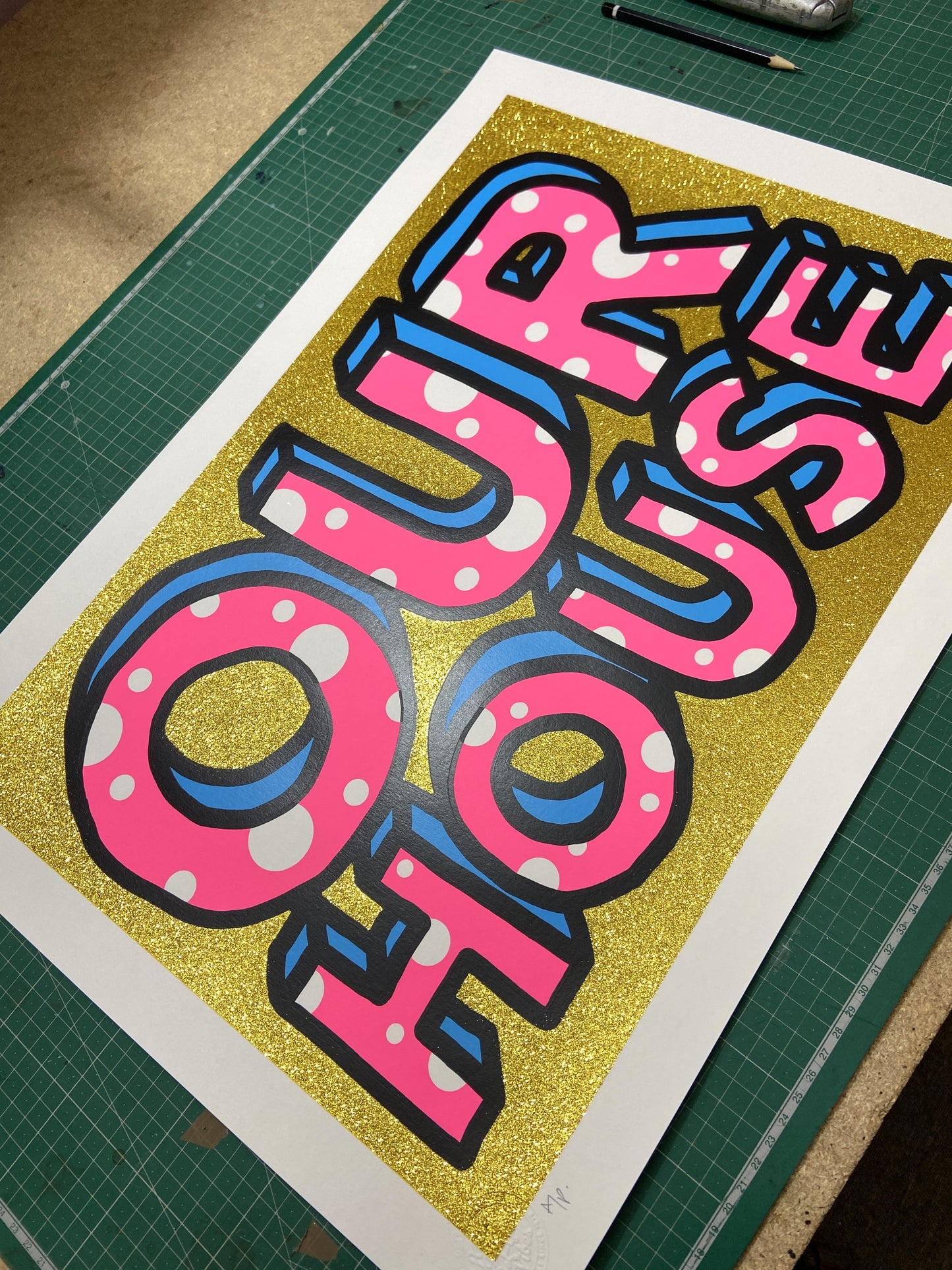 Our House A2 Gold Glitter Screen Print