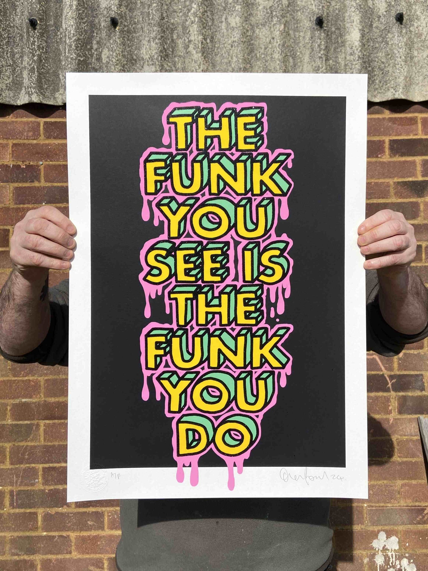 "Funk You Do" Black Glitter Hand Pulled Screen Print