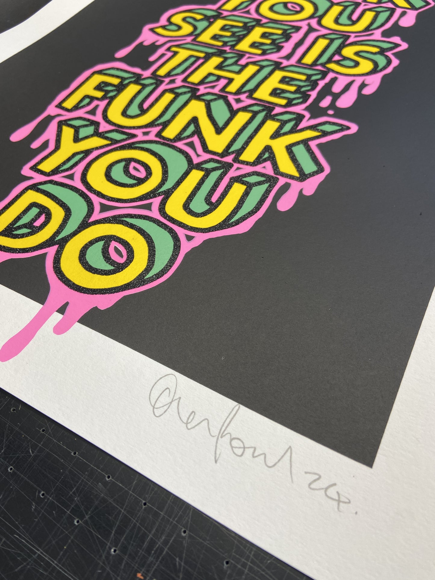 "Funk You Do" Black Glitter Hand Pulled Screen Print