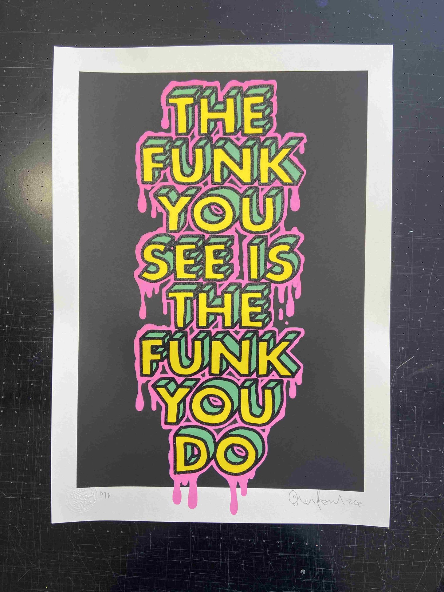 "Funk You Do" Black Glitter Hand Pulled Screen Print