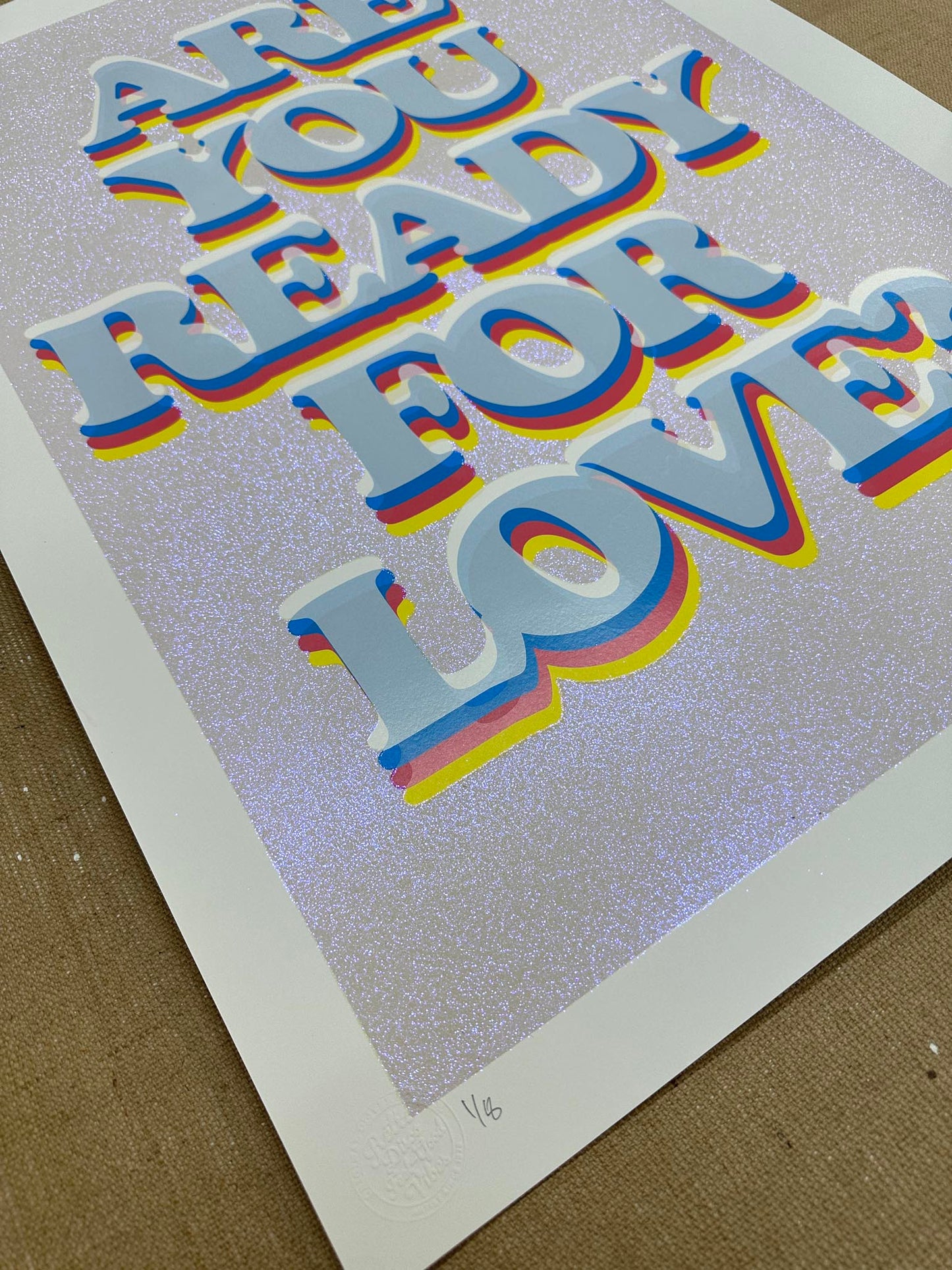 Ready For Love White Iridescent Screenprint