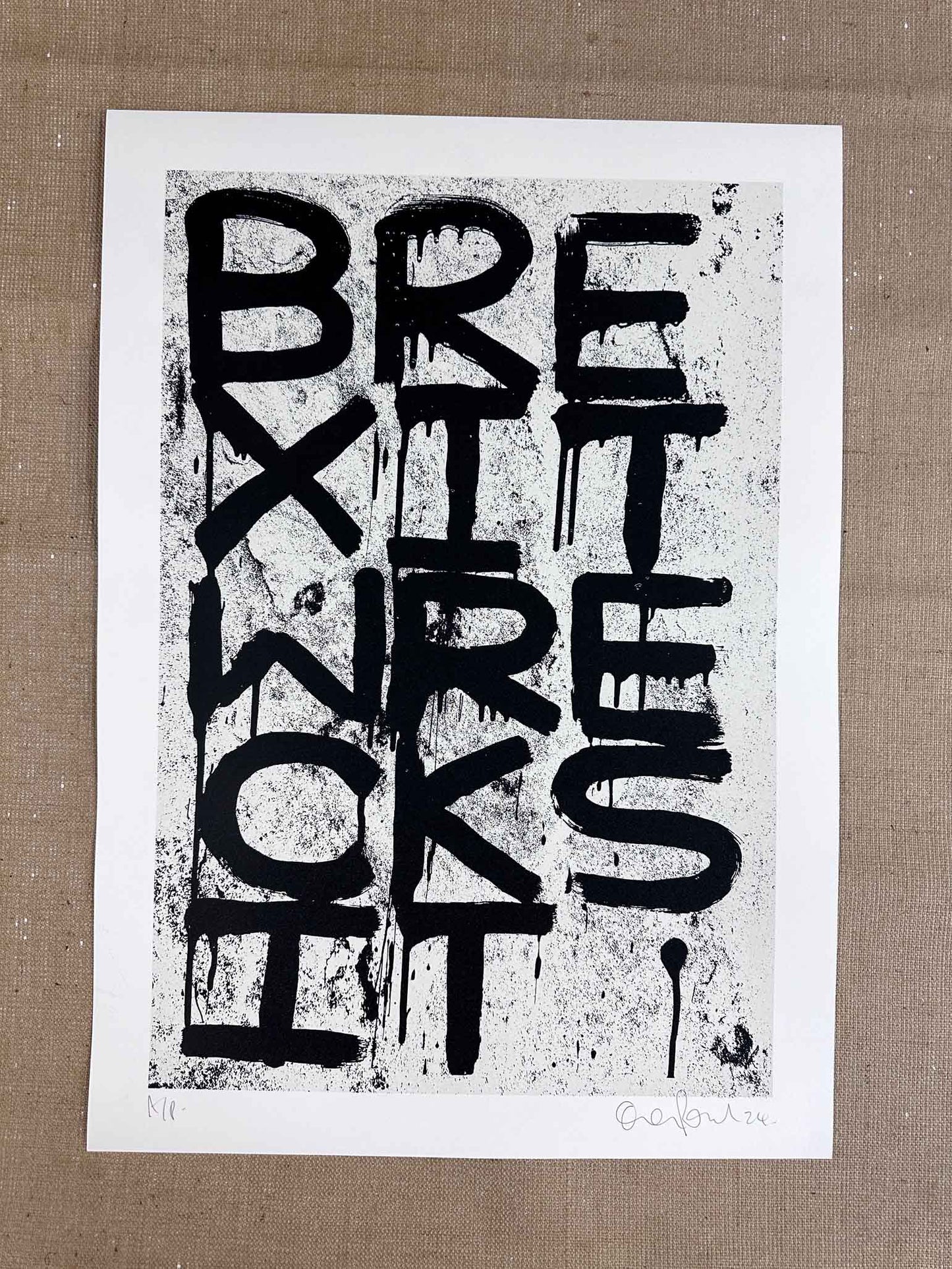 Brexit Wrecksit Off White Handpulled Screenprint