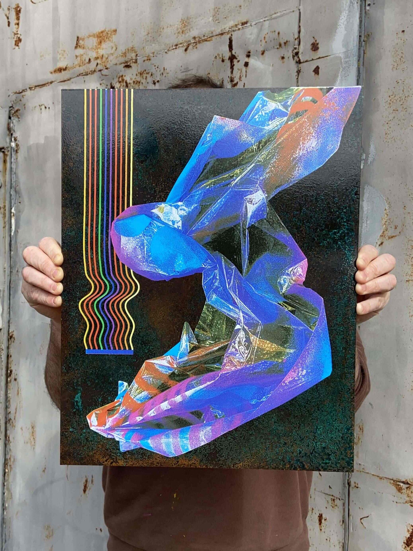 HEX2 Oxidised Copper Screenprint