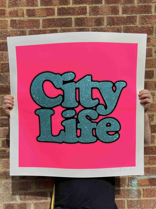 City Life XL Screenprint With Glitter
