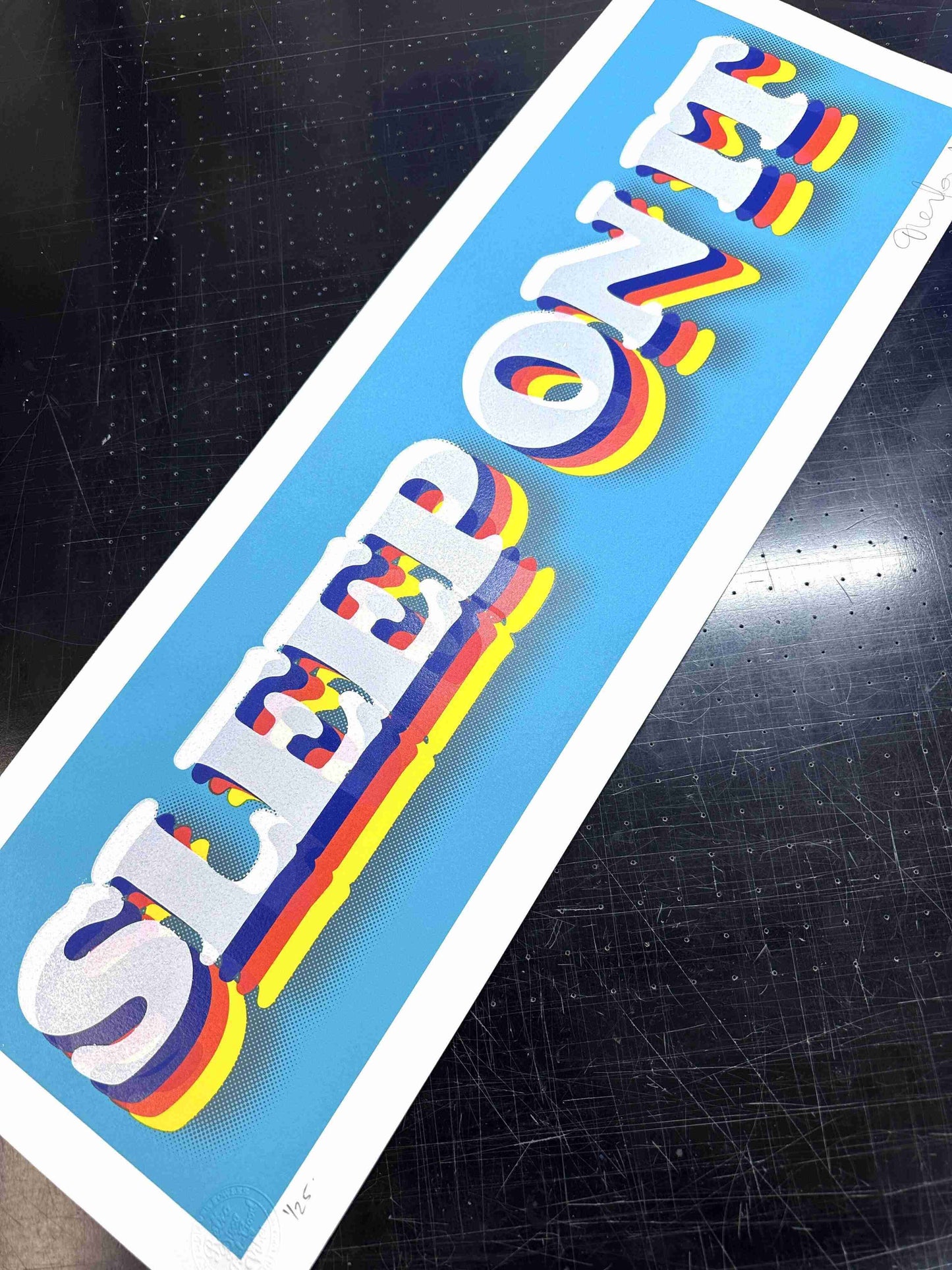 Sleep On It Hand pulled Screenprint With Diamond Dust