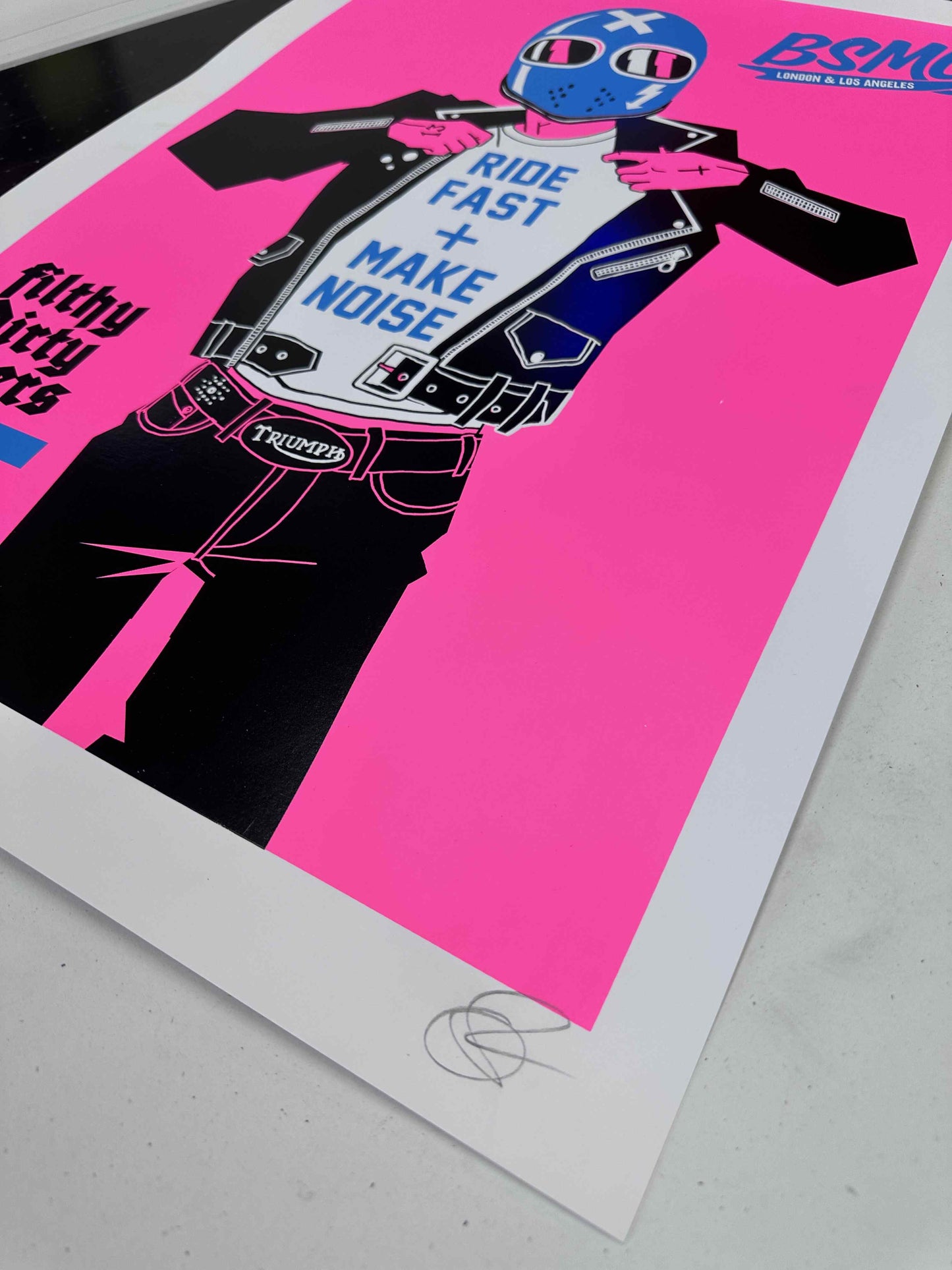 BIKESHED 2025 "Live Fast + Make Noise" Pink Handpulled screenprint