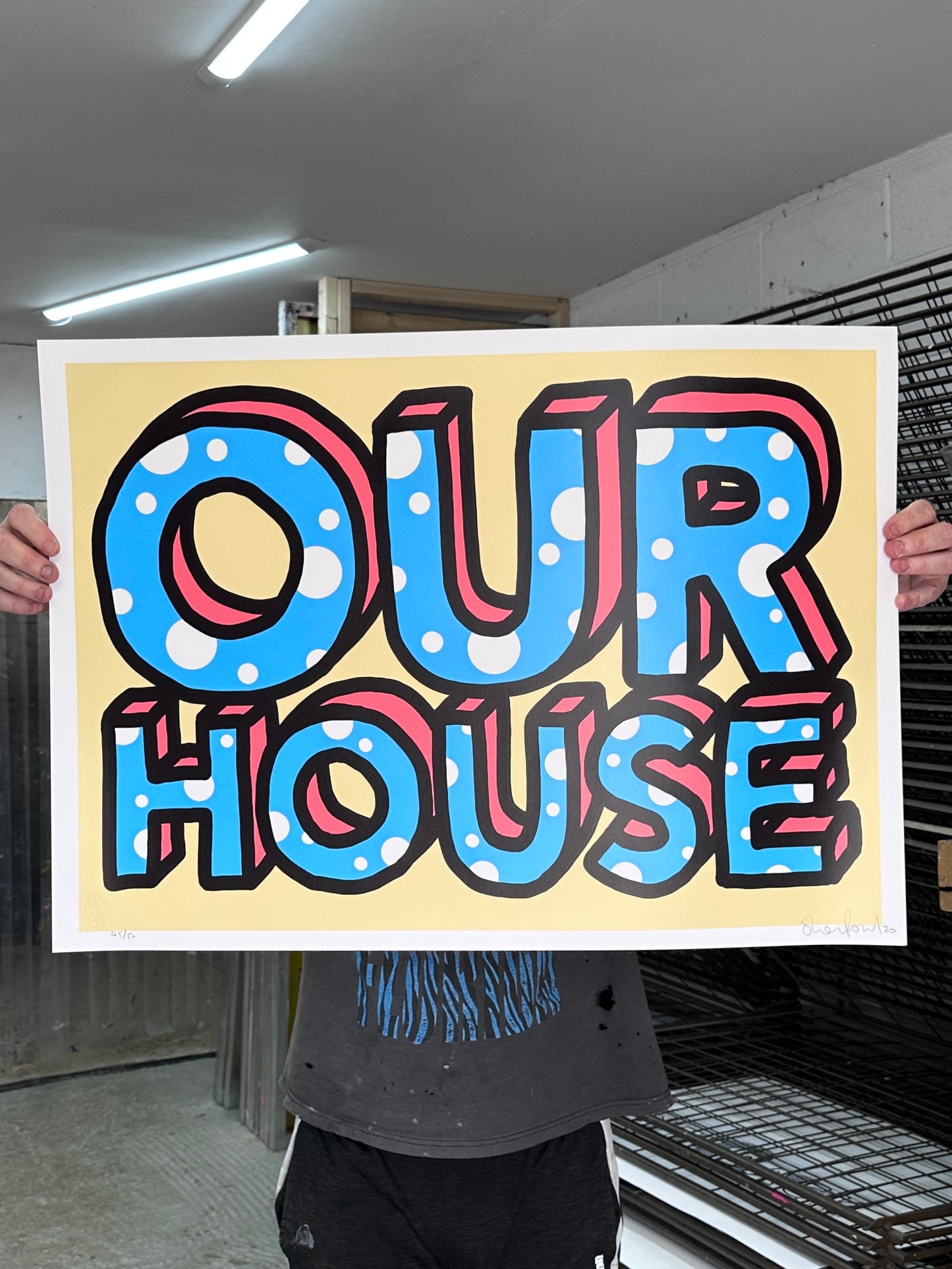Our House Cream Hand pulled Screenprint