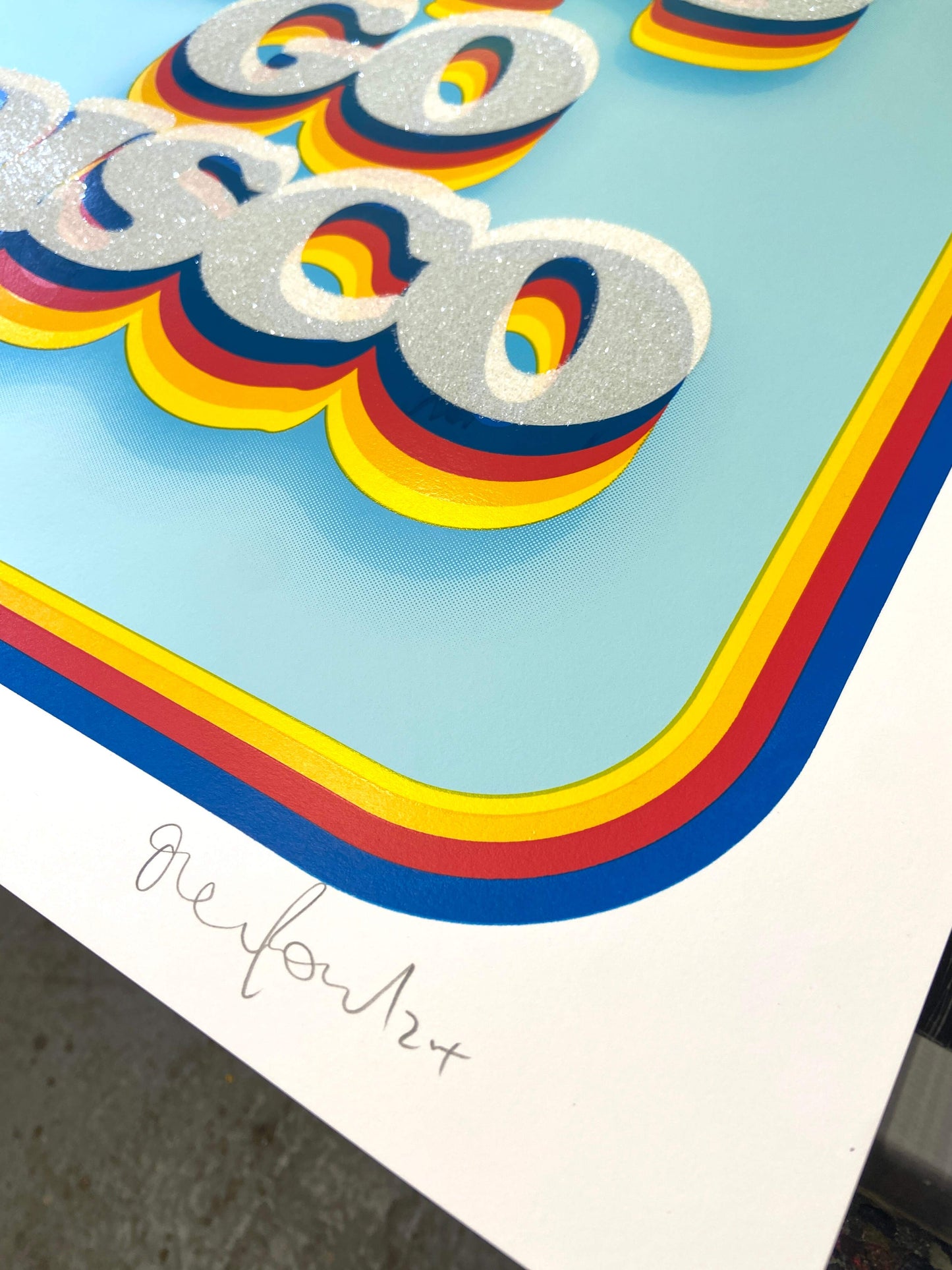 close up shot and signature of let's go disco 