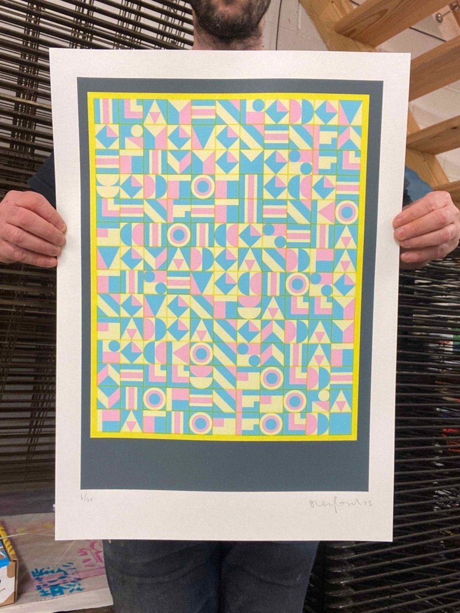 Hidden Typography "Paths of Gold" Screenprint Screen Print OLI FOWLER ART tag1 abstract