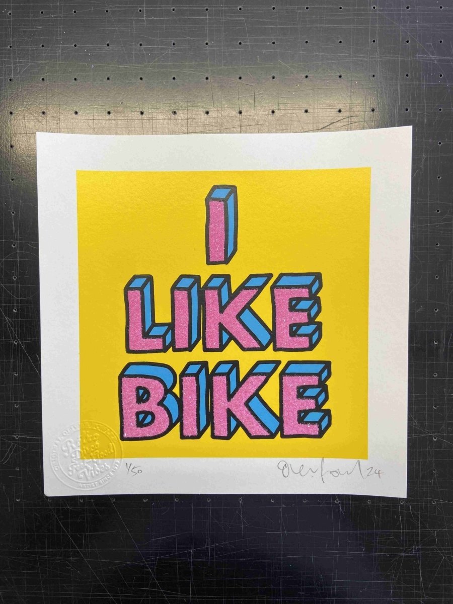 "I Like Bike" Diamond Dust Hand Pulled Screen Print - shop_name