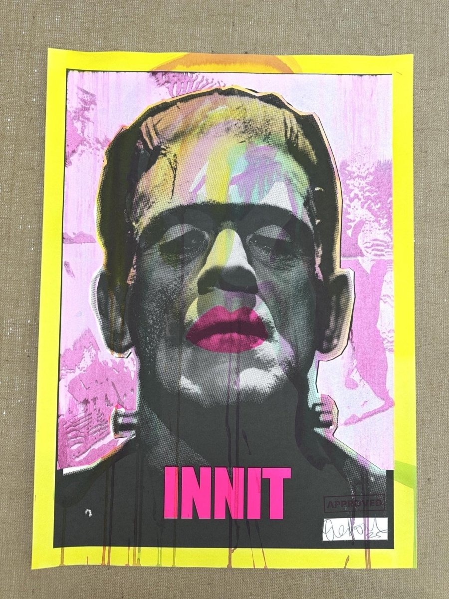 INNIT / ORIGINAL (MONO PINK) Original screenprint OLI FOWLER ART tag1 Halloween