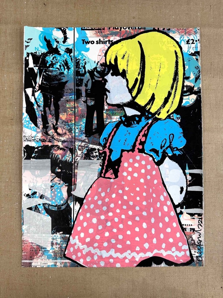 JACKY 2 ORIGINAL Hand pulled Screenprint Original screenprint OLI FOWLER ART tag1 collage art