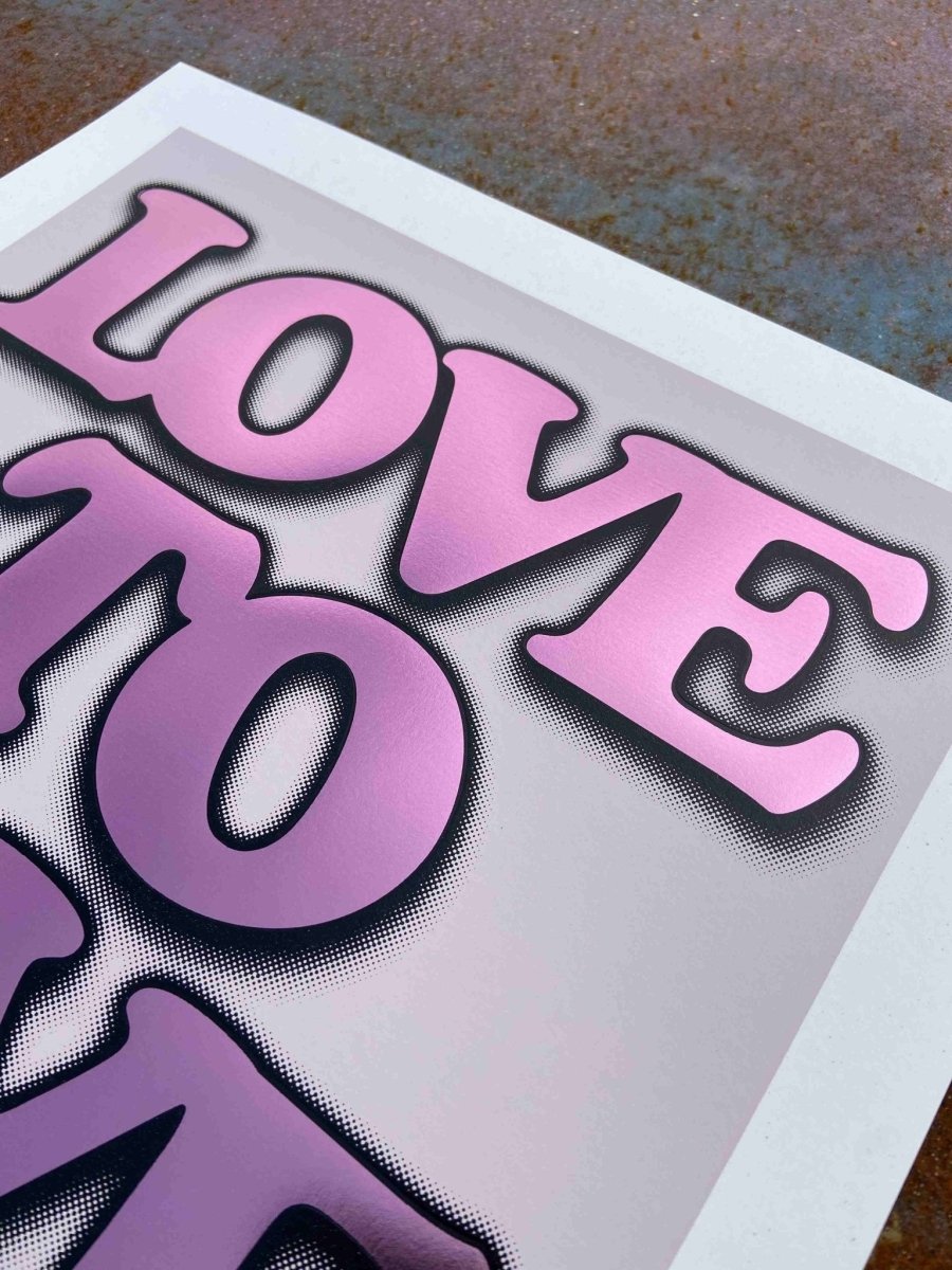 Love To Love...Lilac Hand Pulled Screenprint Screen Print Olly Fowler 2020 tag1 lovetolove