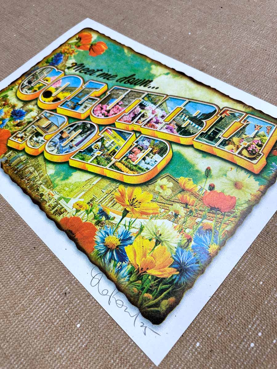Meet Me Down...Columbia Road Hand Pulled Screen print Artwork OLI FOWLER ART British art