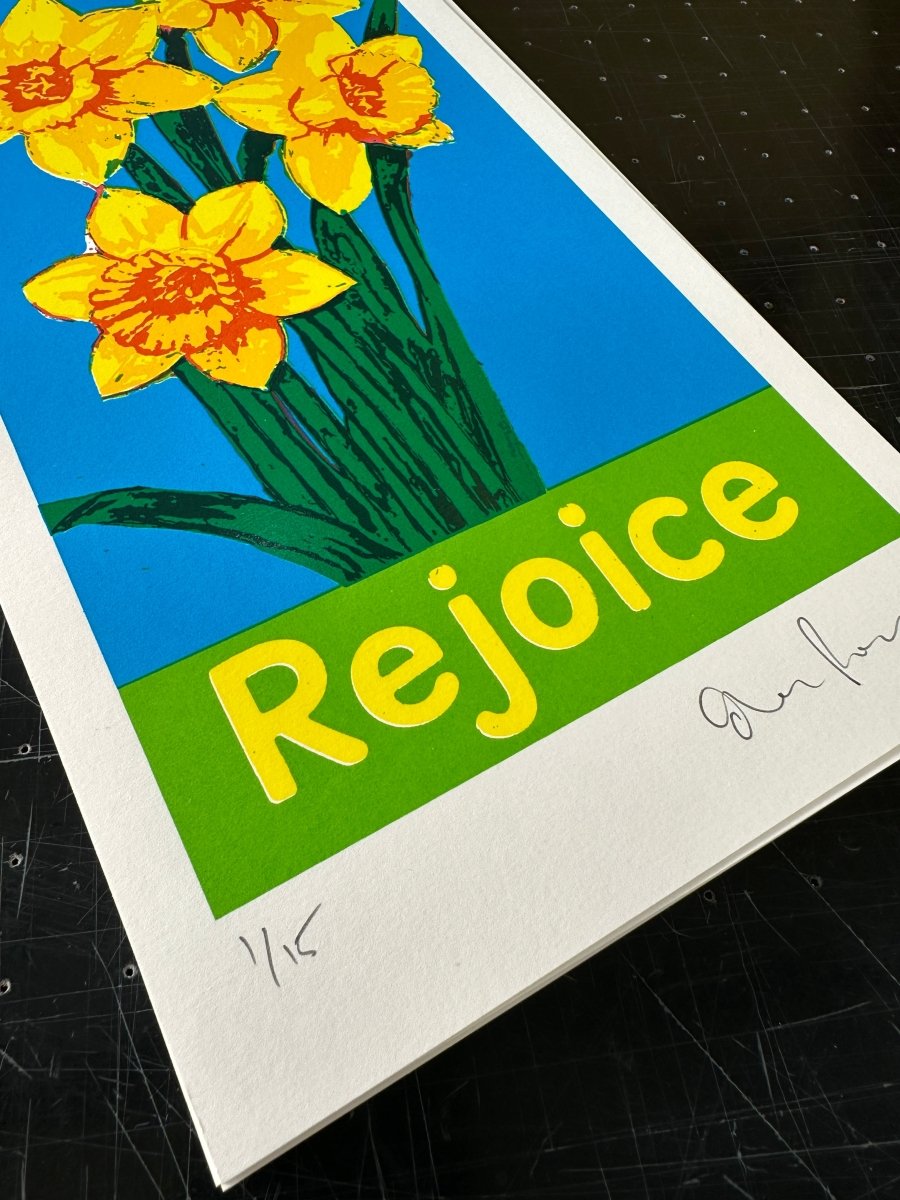 Rejoice - Hand Pulled Screen Print Screen Print OLI FOWLER ART tag1 Limited Edition