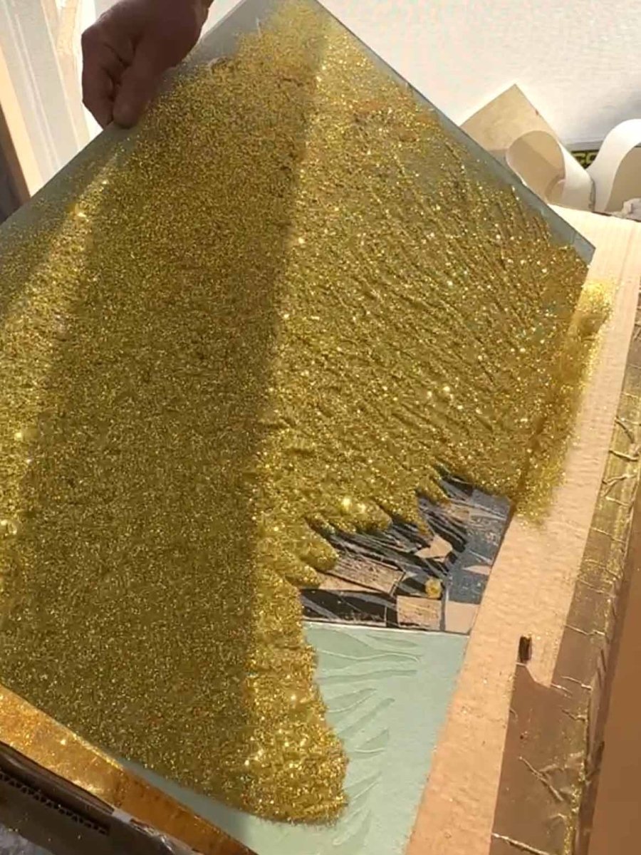 Strength In The Sun: A Hand - Pulled Screenprint with Gold Glitter Detail. - shop_name Strength In The Sun: A Hand - Pulled Screenprint with Gold Glitter Detail.