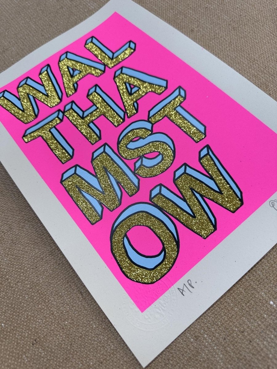 Walthamstow A4 Gld Glitter Handpulled Screenprint - shop_name