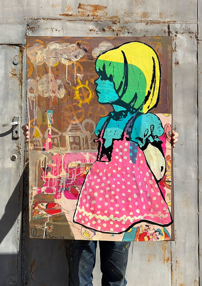 Jacky Goes To School original hand-pulled screenprint by Oli Fowler