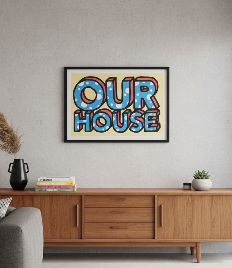 Our House Cream Hand pulled Screenprint