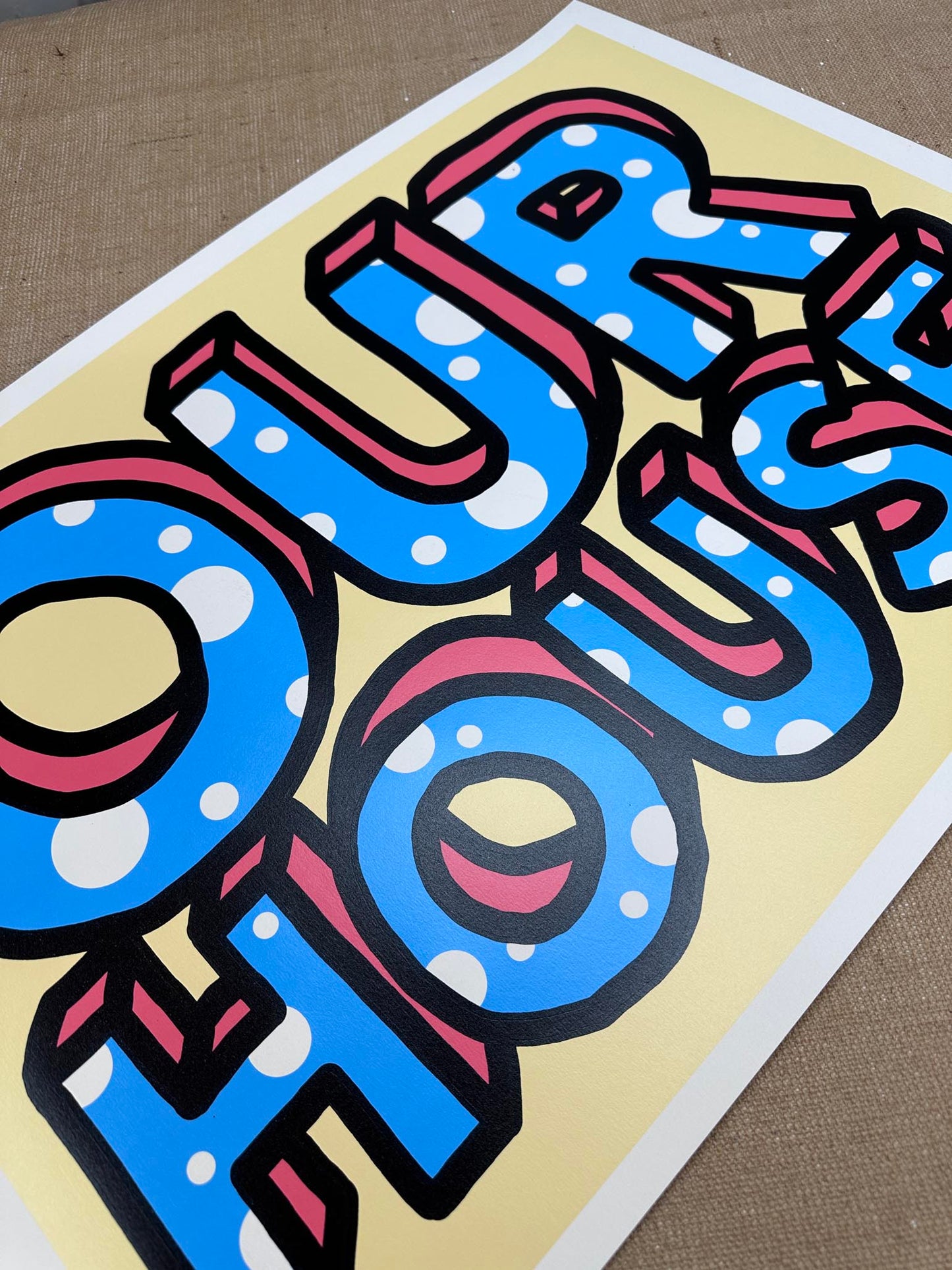 Our House Cream Hand pulled Screenprint