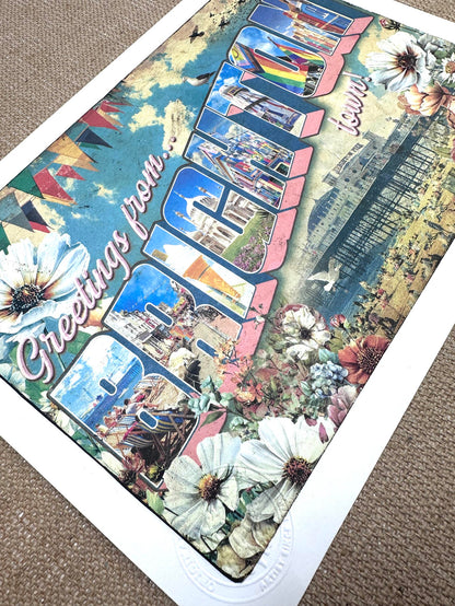 Brighton Postcard A4 Indigo Print