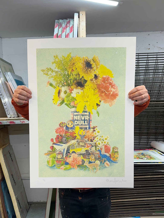 NEVRDULL Hand Pulled Diamond Dust Screen Print