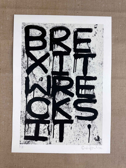 Brexit Wrecksit Off White Handpulled Screenprint
