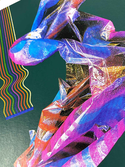 HEX GREEN Hand pulled Cmyk Dither Screenprint