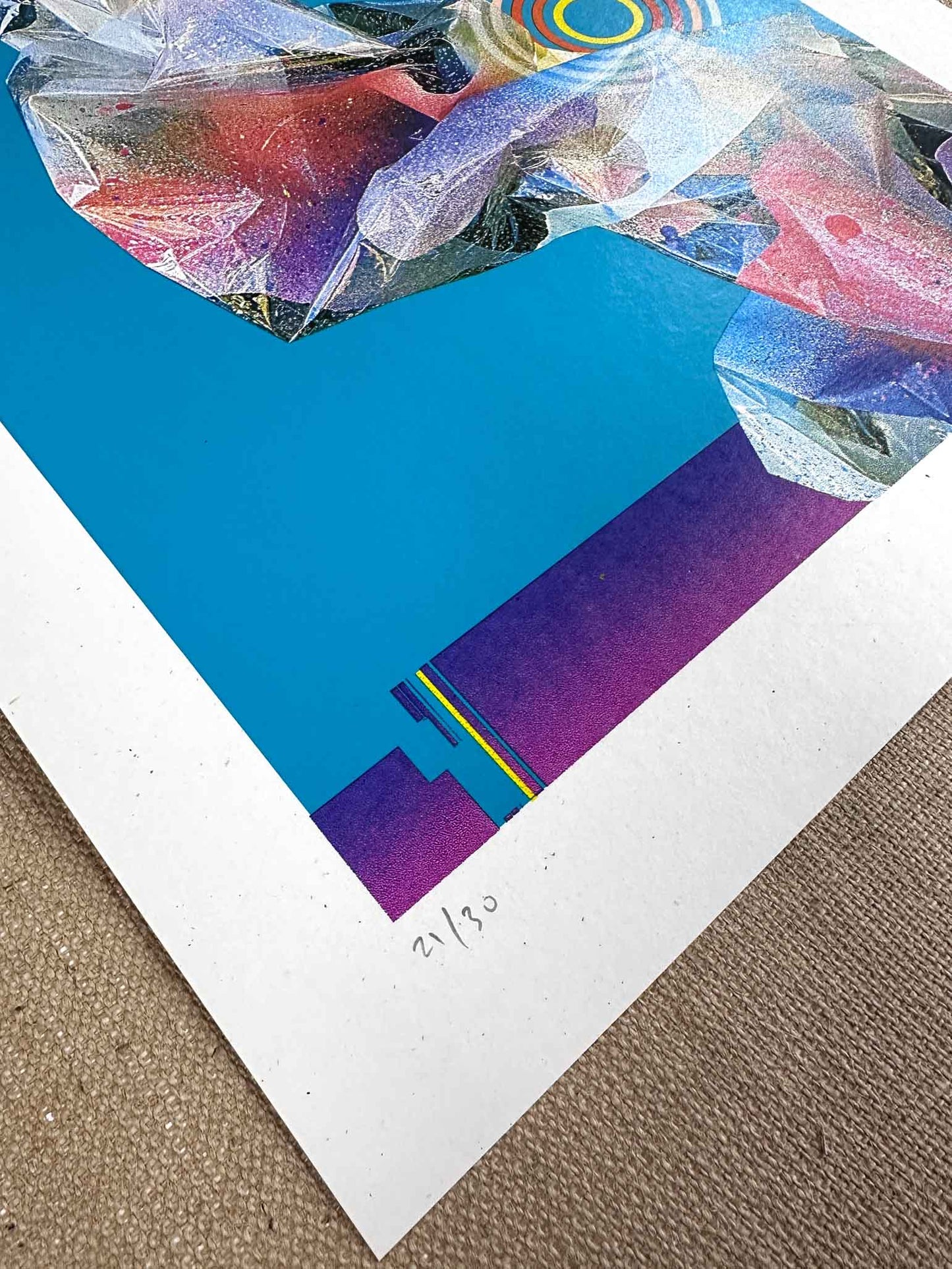 HEX BLUE Hand pulled Cmyk Dither Screenprint