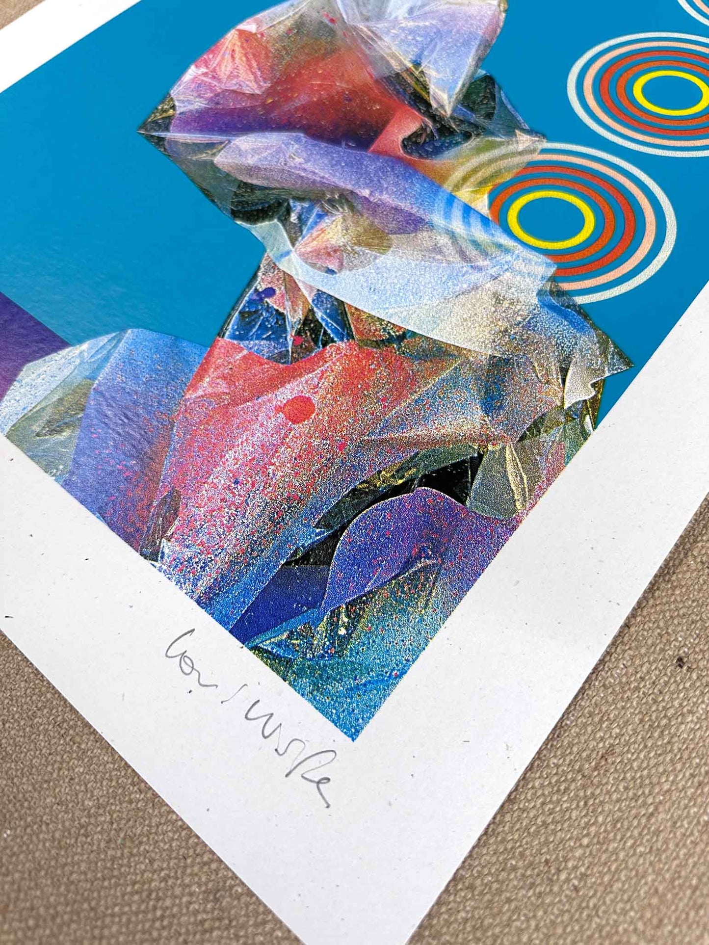 HEX BLUE Hand pulled Cmyk Dither Screenprint