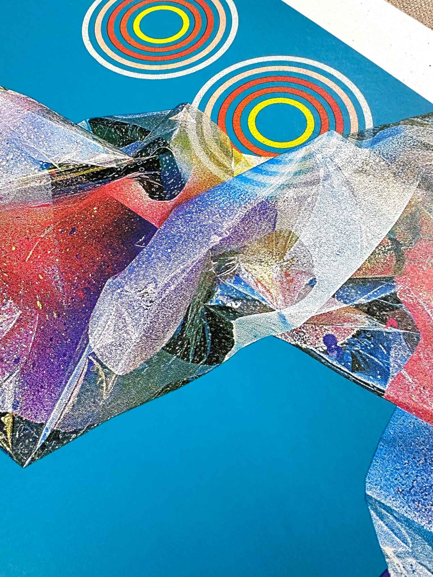 HEX BLUE Hand pulled Cmyk Dither Screenprint