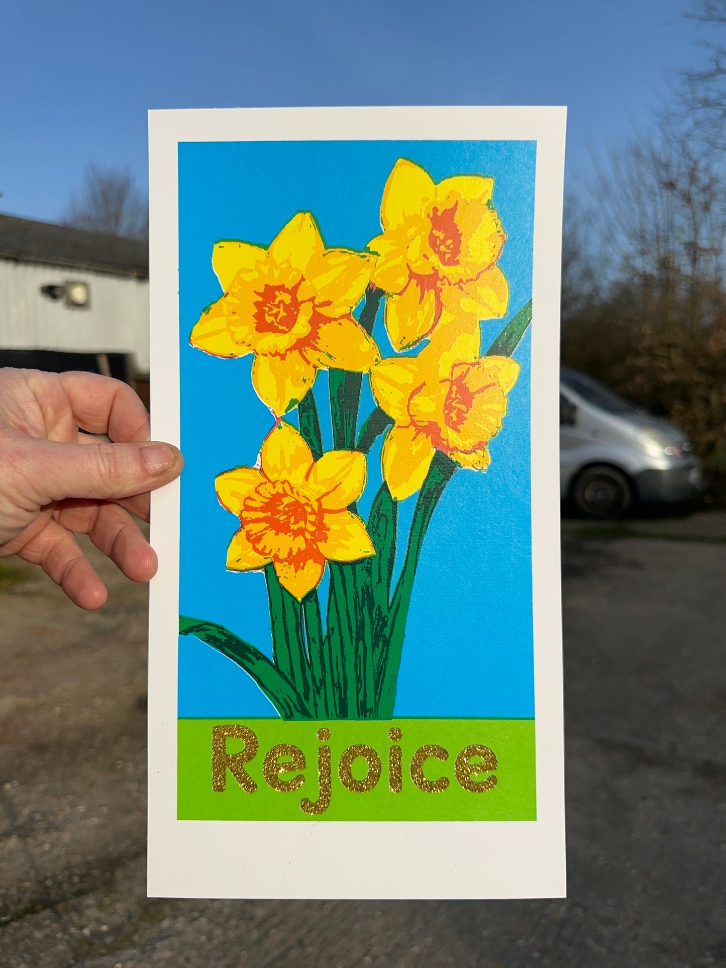 Rejoice Gold Glitter - Hand Pulled Screen Print