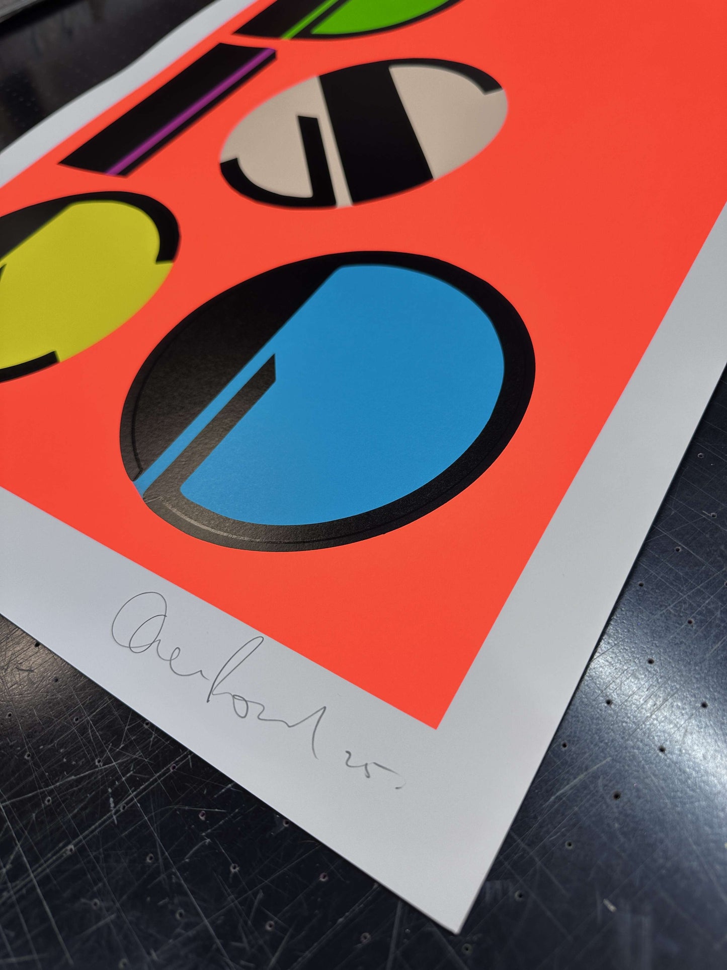 DISCO25 Fluro Orange Hand Pulled Screenprint