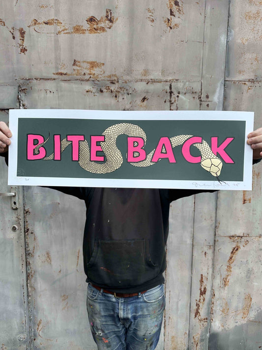 BITE BACK Gold leaf / Yellow Hand pulled Screenprint
