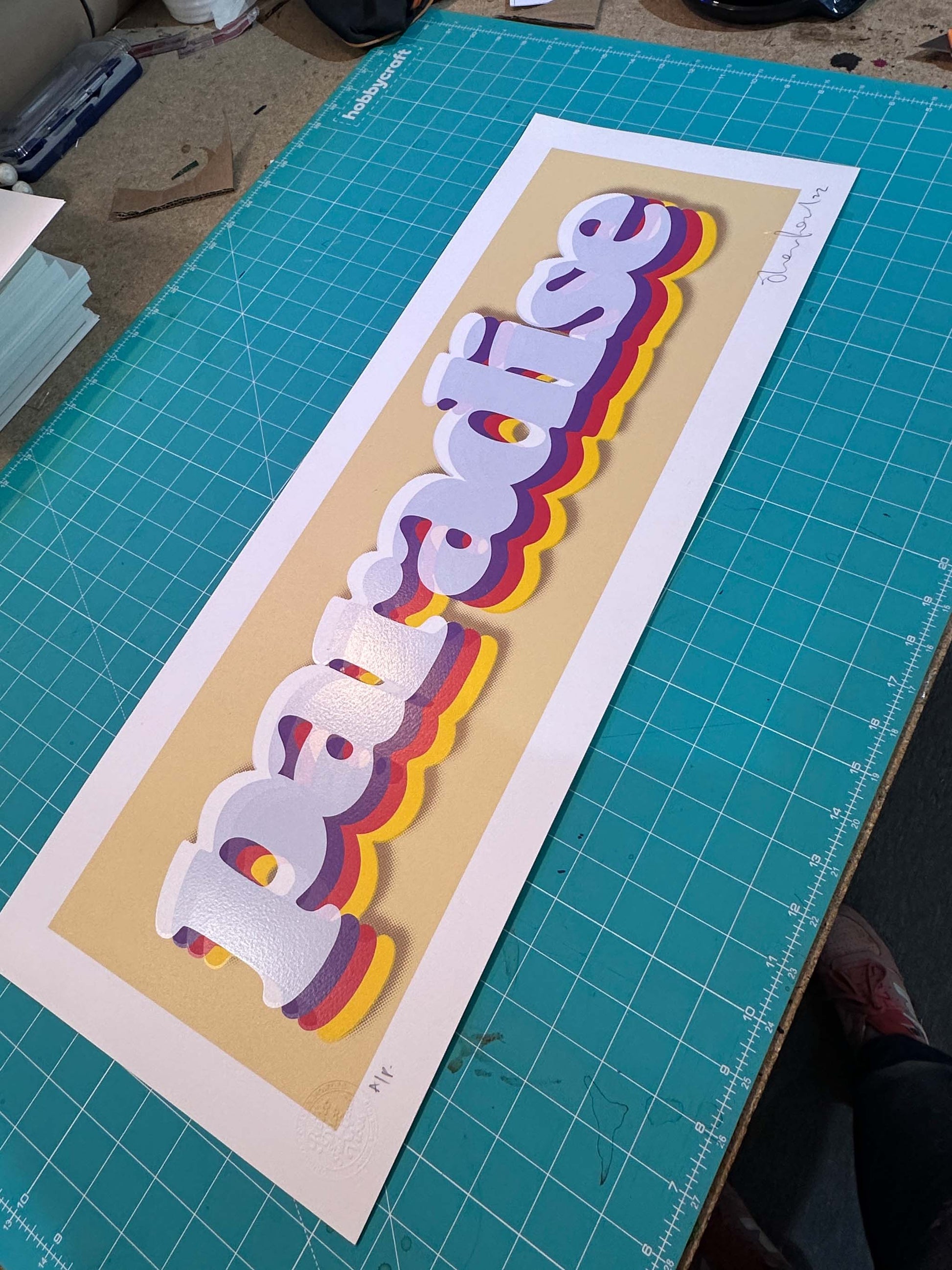 Paradise Cream damaged screen print — hand-pulled screenprint by Oli Fowler