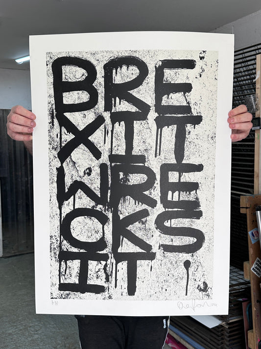 Brexit Wrexit White Handpulled Screenprint