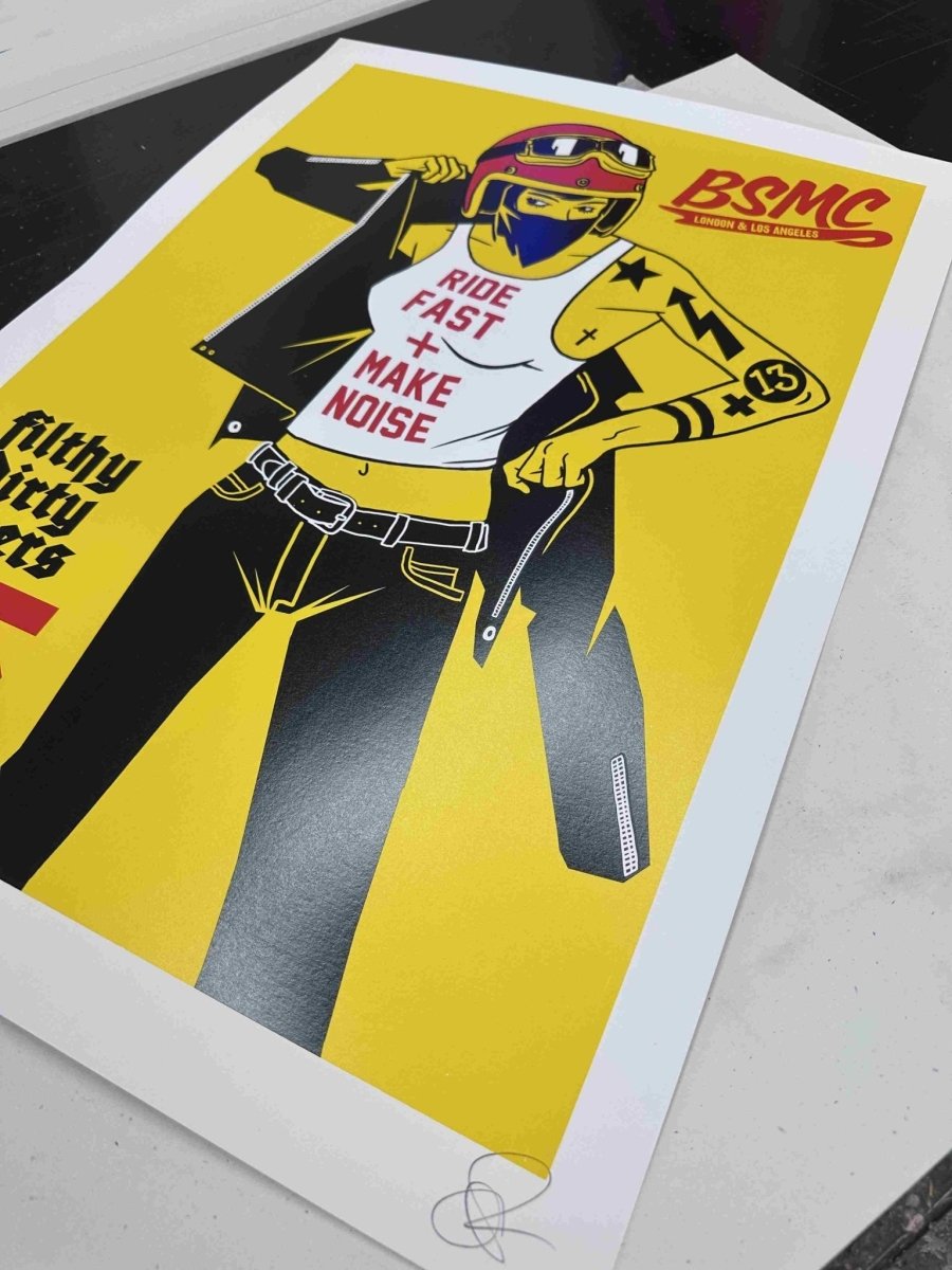 BIKESHED 2025 "Live Fast + Make Noise" Yellow Handpulled screenprint - shop_name