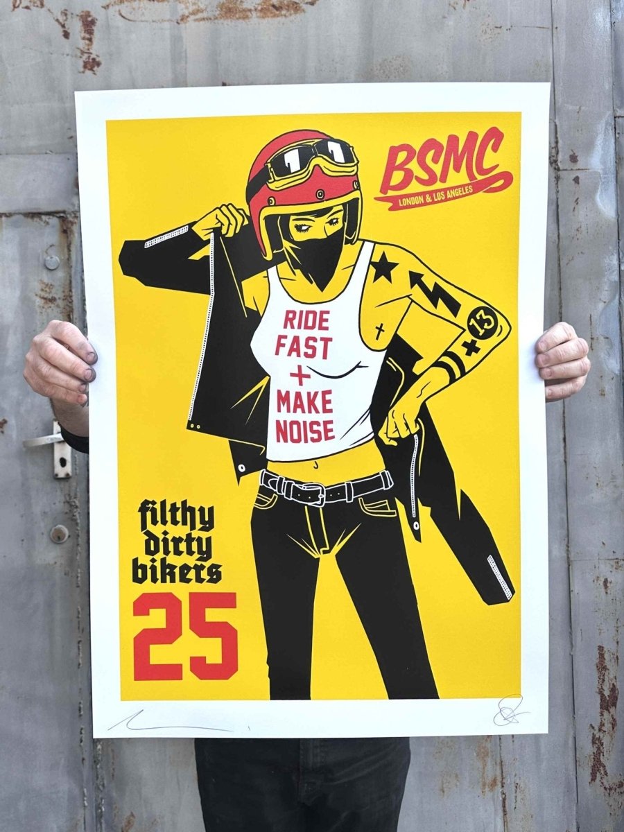 BIKESHED 2025 "Live Fast + Make Noise" Yellow Handpulled screenprint - shop_name