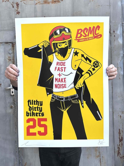 BIKESHED 2025 "Live Fast + Make Noise" Yellow Handpulled screenprint - shop_name