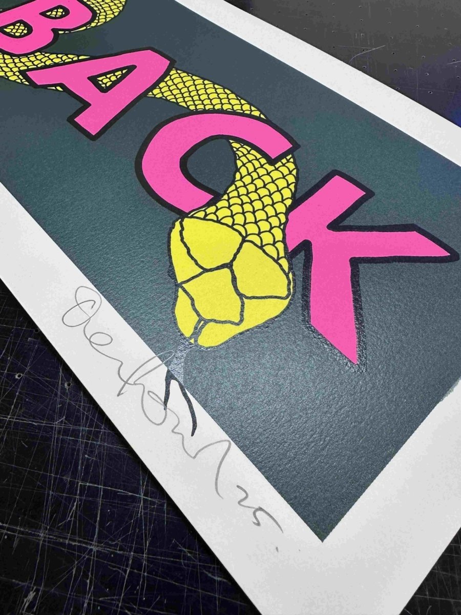 Bite Back (Yellow edition) - Hand pulled Screenprint Original screenprint OLI FOWLER ART tag1  gold leaf