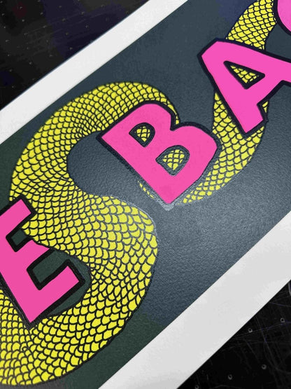Bite Back (Yellow edition) - Hand pulled Screenprint Original screenprint OLI FOWLER ART tag1  gold leaf