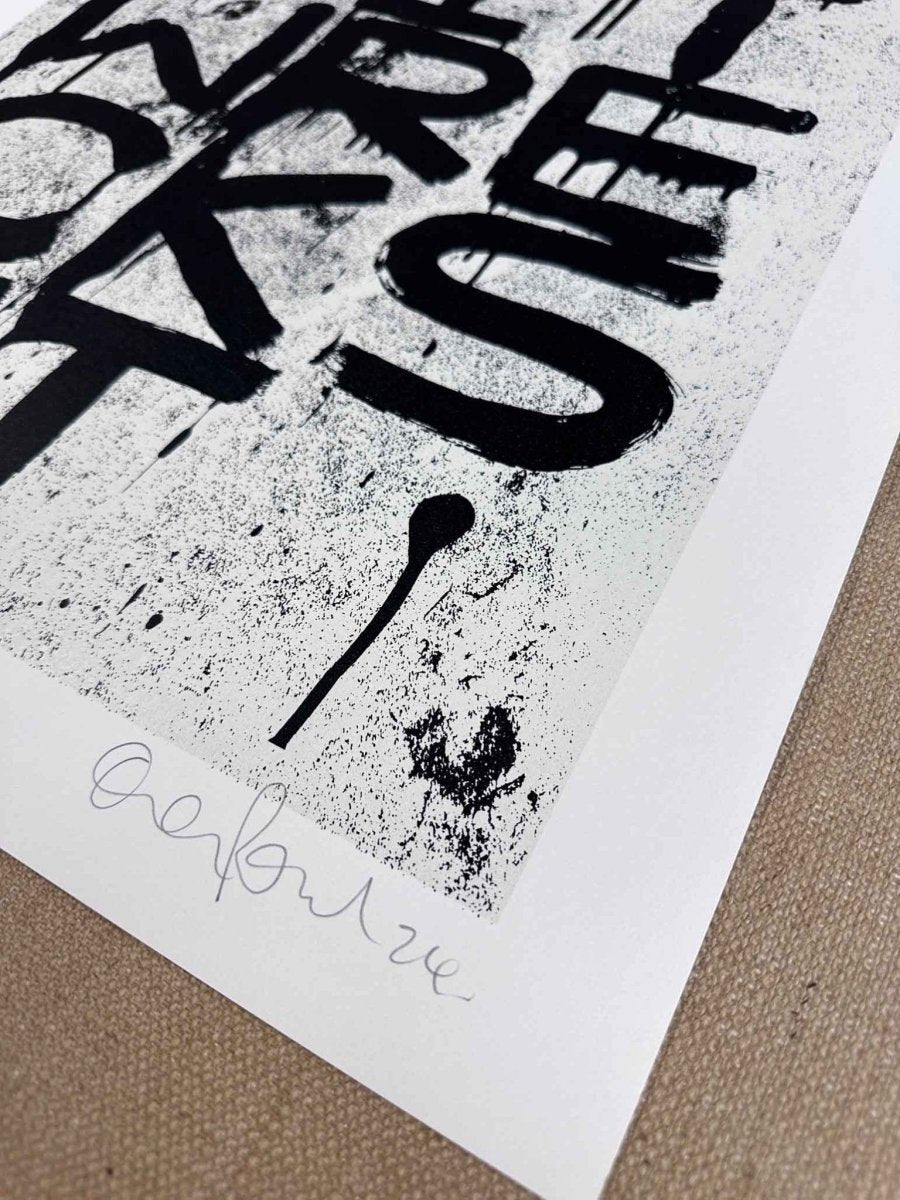 2-colour hand-pulled screenprint, hot pink and black, bold dripping 'BREXIT WRECKSIT' typography