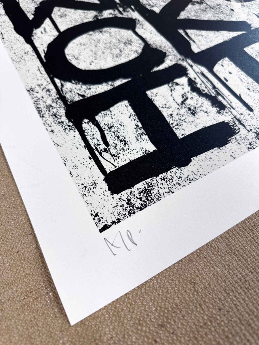 2-colour hand-pulled screenprint, hot pink and black, bold dripping 'BREXIT WRECKSIT' typography