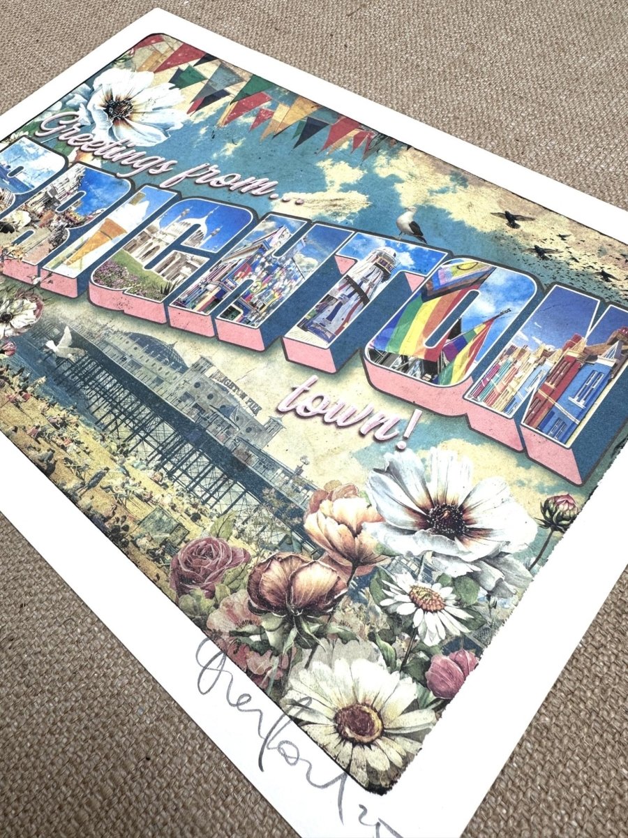 Brighton Postcard A4 Indigo Print - shop_name