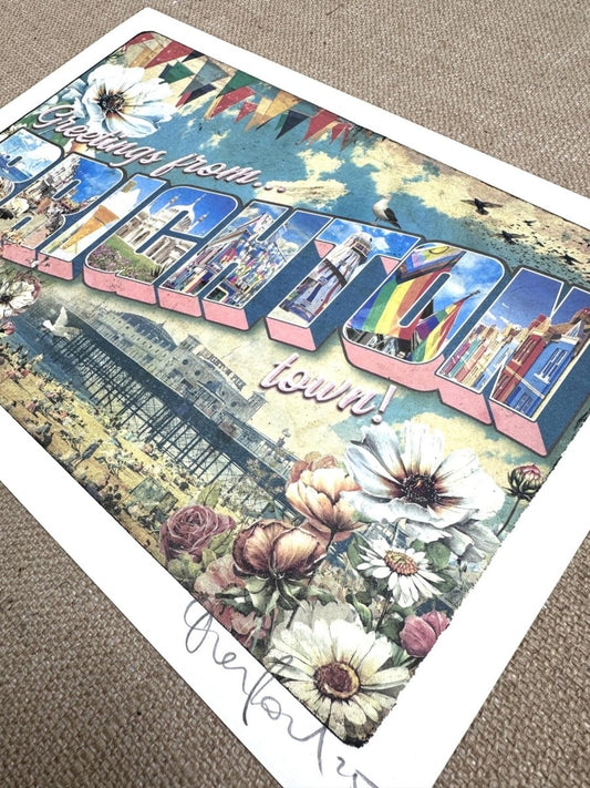 Brighton Postcard A4 Indigo Print - shop_name