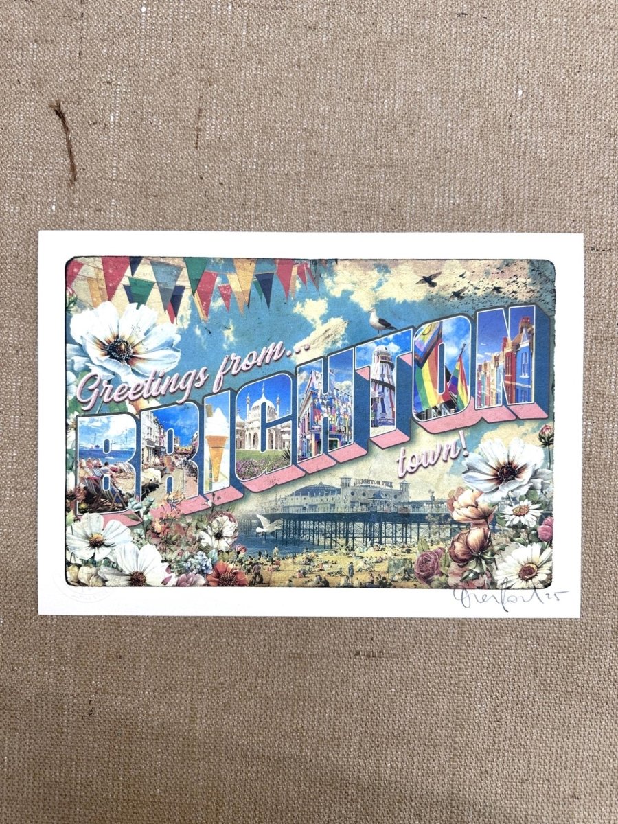Brighton Postcard A4 Indigo Print - shop_name