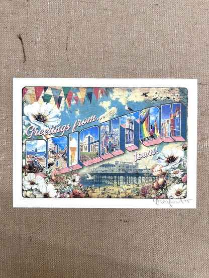 Brighton Postcard A4 Indigo Print - shop_name