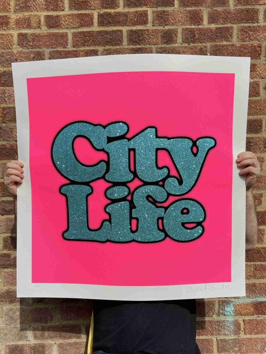 City Life XL Screenprint With Glitter - shop_name