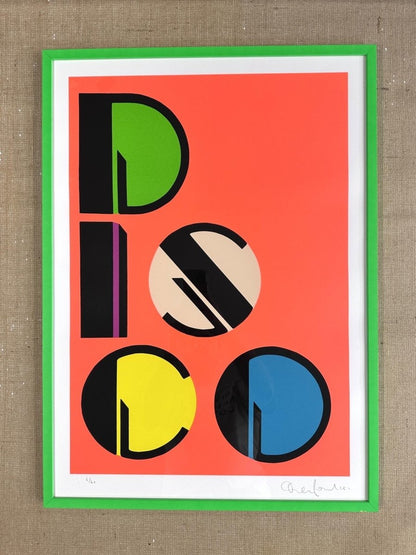 DISCO25 GREEN FRAME OLI FOWLER ART tag1  framed art